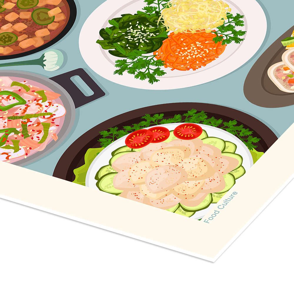 Posterlounge Wandbild Traditional Food - Korean Cuisine, Editors Choice, erhältlich als Poster, Leinwandbild, Wandsticker oder Acrylglasbild