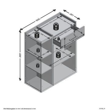 FMD Kommode Kommode mit 2 Türen und 1 Schublade Sandeiche-Optik und Lavagrau