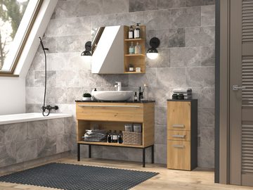 ibonto Beistellschrank Badezimmerschrank mit Schublade & 2 Türen: Platzsparend & Elegant