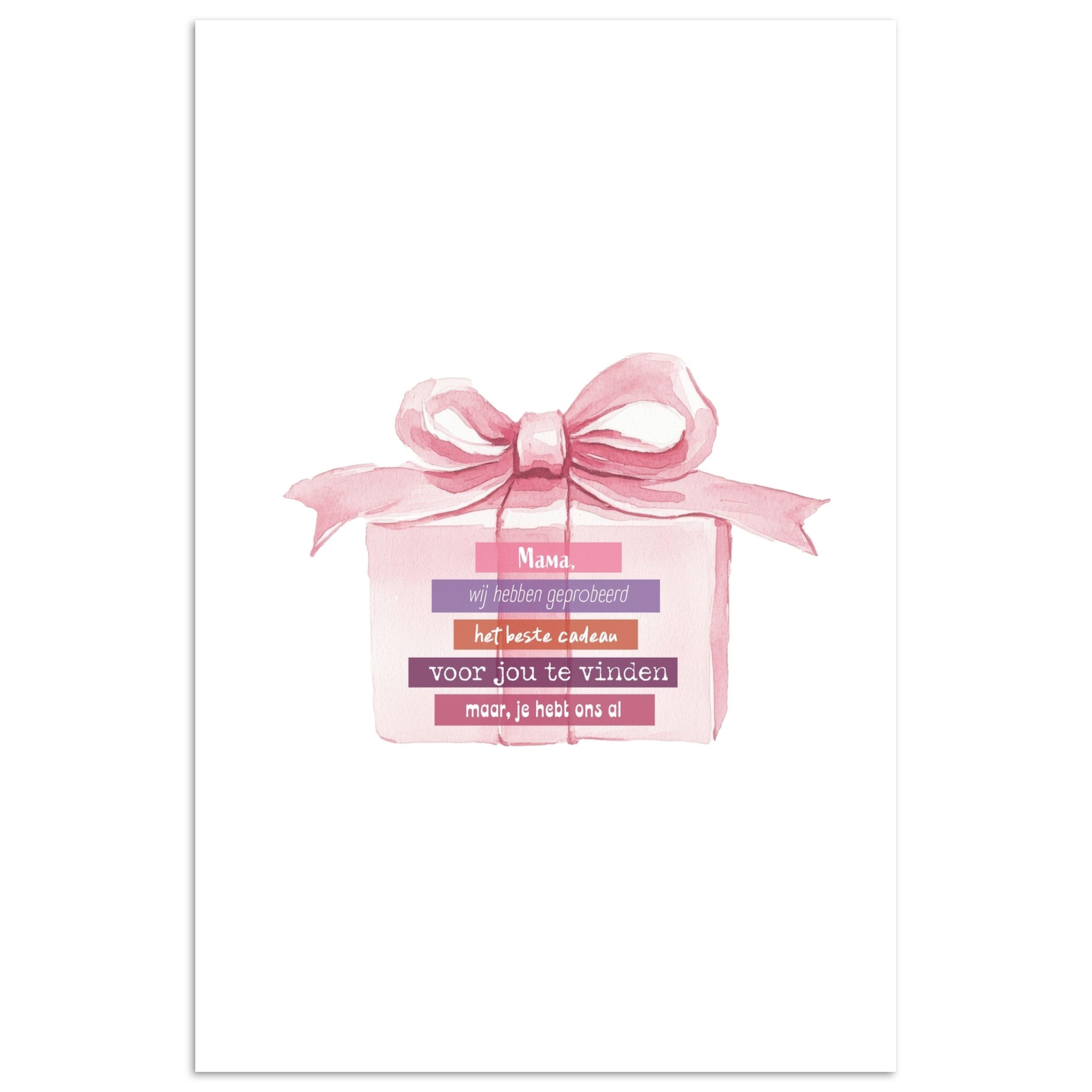 MuchoWow Poster Geschenk - Schleife - Text - Rosa, (1 St), Poster ohne Rahmen, Wandbild, Wandposter, 20x30 cm