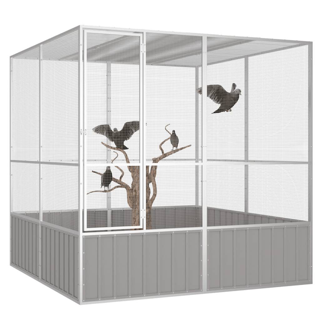 vidaXL Voliere 2135 x 2175 x 2115 cm Vogelkäfig Grau 213,5x217,5x211,5 cm Verzinkter