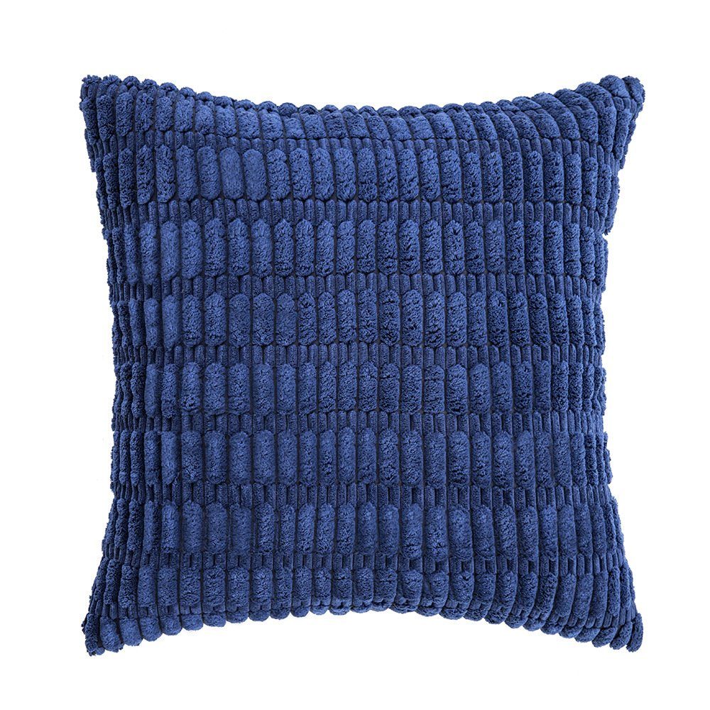 Kissenbezug 45* 45cm, Plüsch, für Wohnräume Schlafzimmer Sofa Deko, Rosnek (1 Stück) Marineblau