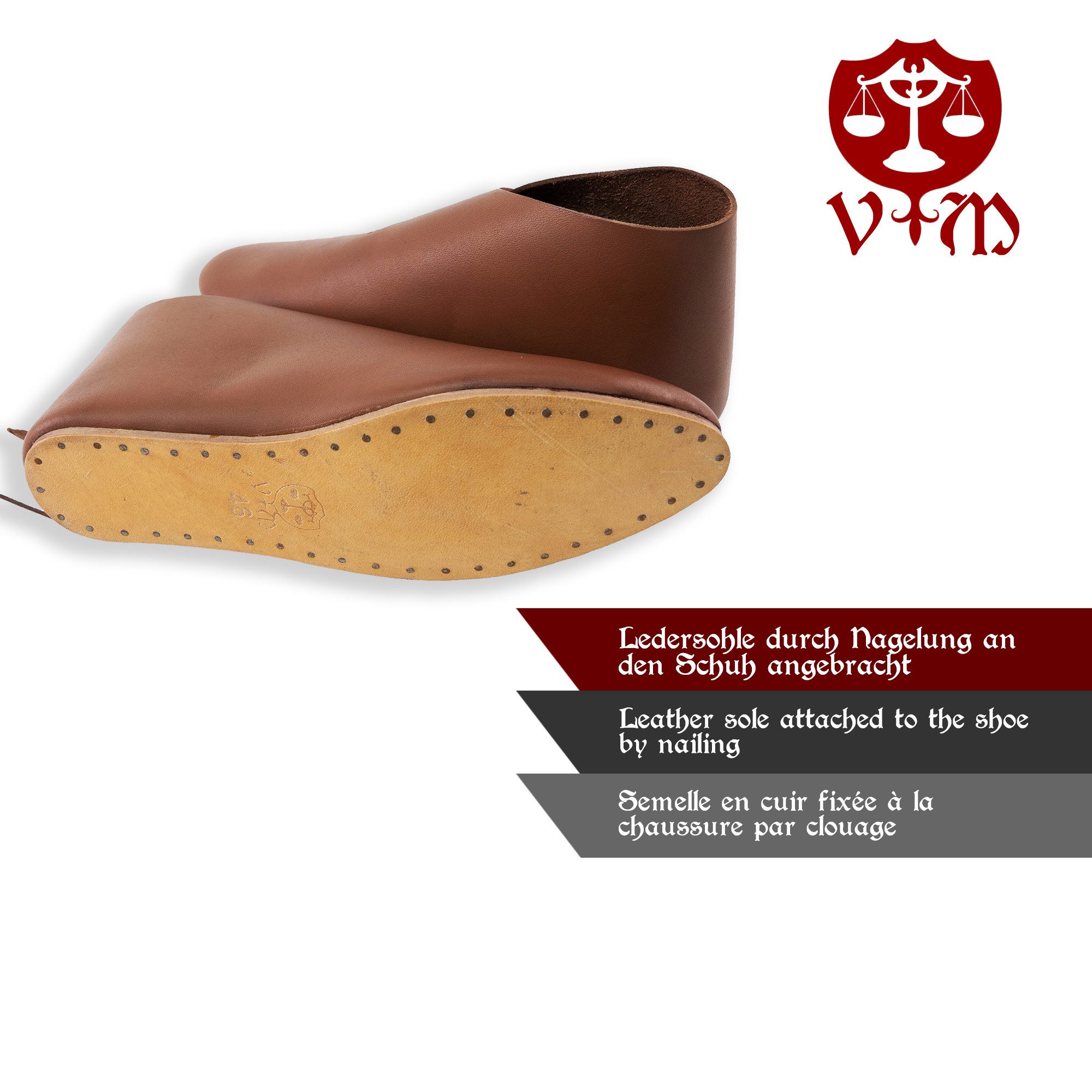 Vehi Mercatus Ritter-Kostüm Frühmittelalter Schuhe mit Knebelverschluss