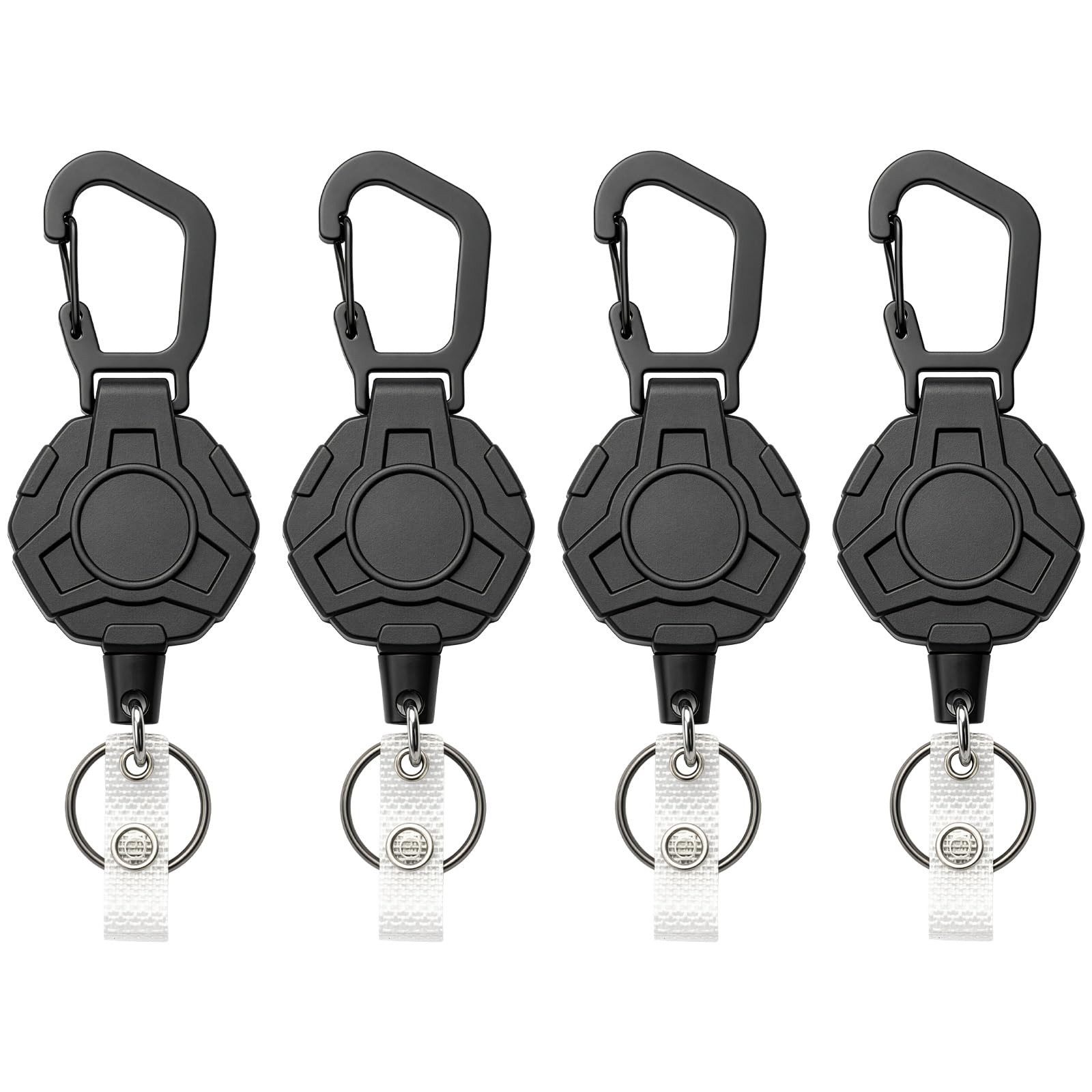 Youyijia Schlüsselanhänger 4er Set Ausziehbarer Schlüsselanhänger 82 cm Stahlseil Badge