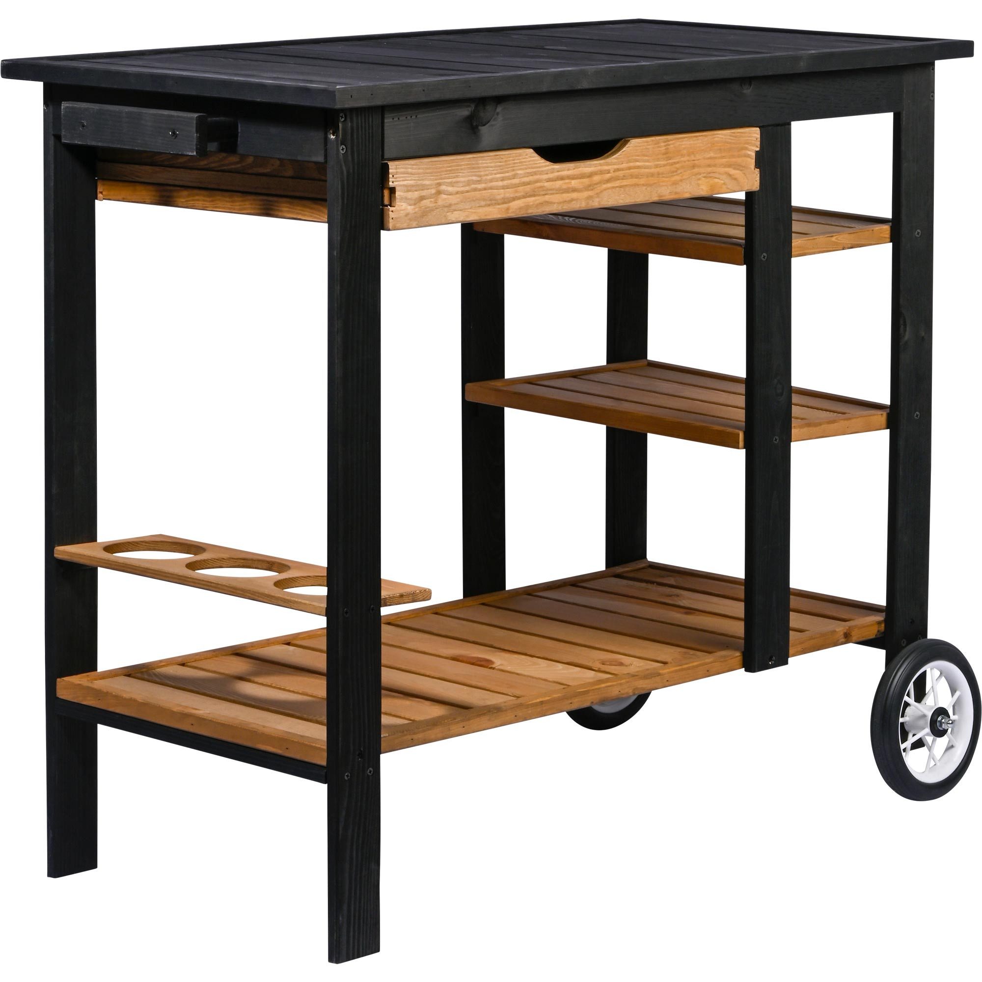 dobar Gartentisch Garten Servierwagen Beistelltisch Serviertisch Trolley
