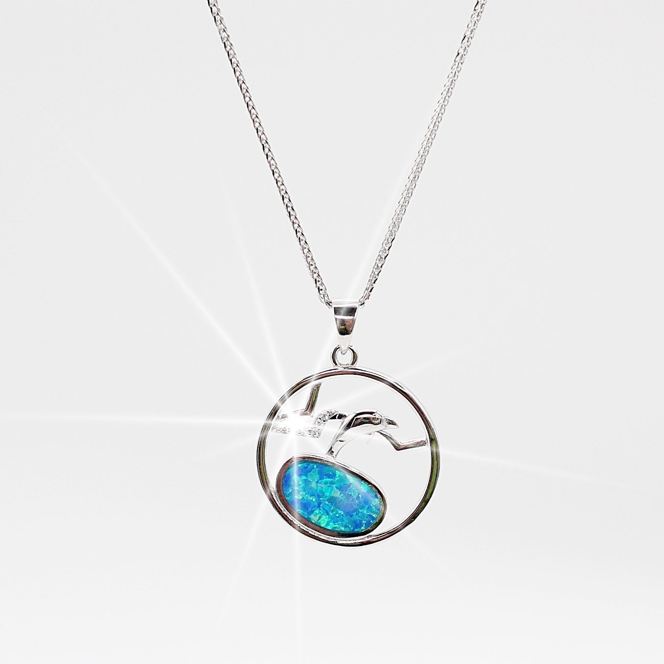 ELLAWIL Silberkette Kette mit Delfin Anhänger Damen Zirkonia Halskette Mädchen (Kettenlänge 45 cm, Sterling Silber 925), inklusive Geschenkschachtel