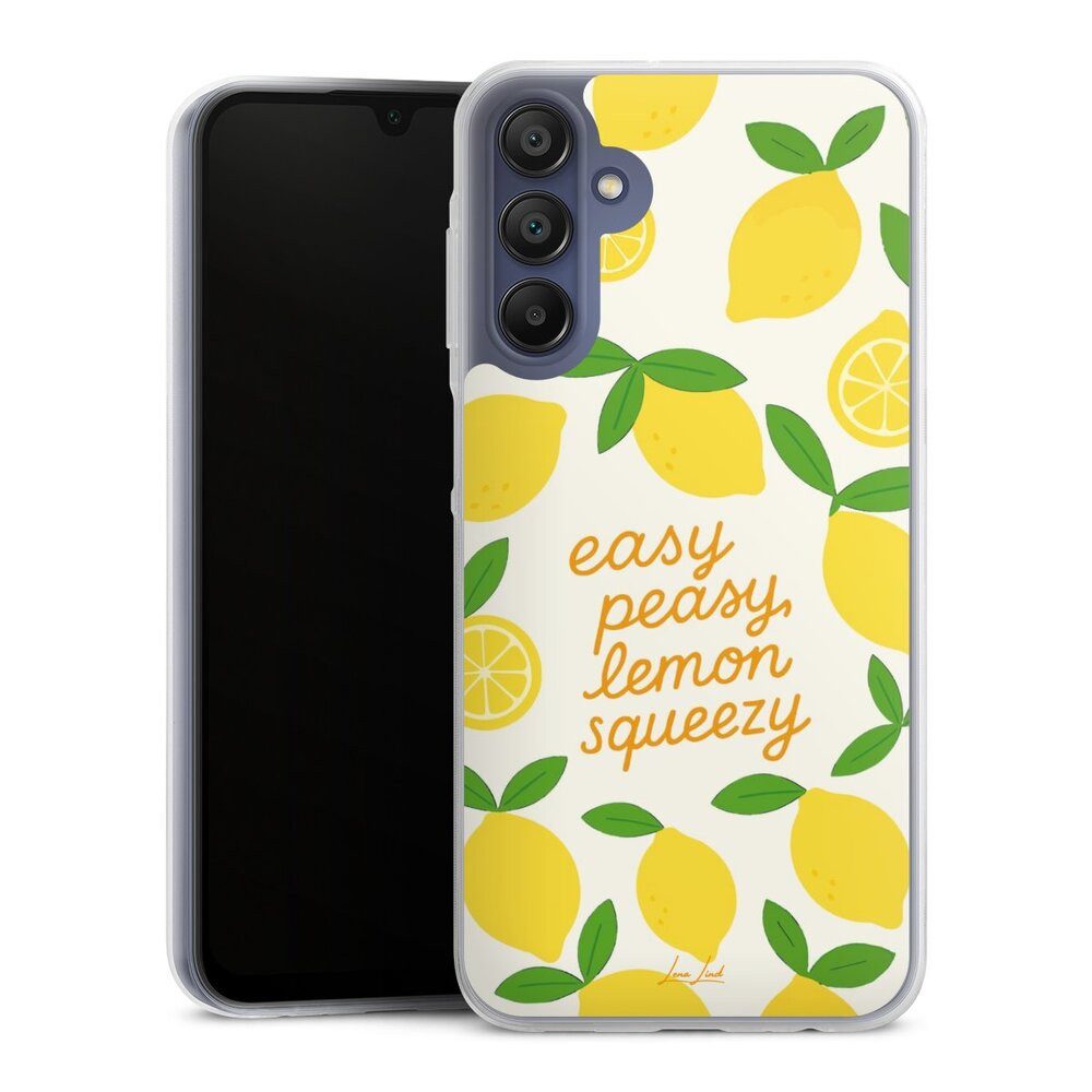 DeinDesign Handyhülle Zitrone Spruch Statement Easy Peasy Lemon Queezy, Samsung Galaxy A15 5G Slim Case Silikon Hülle Ultra Dünn Schutzhülle