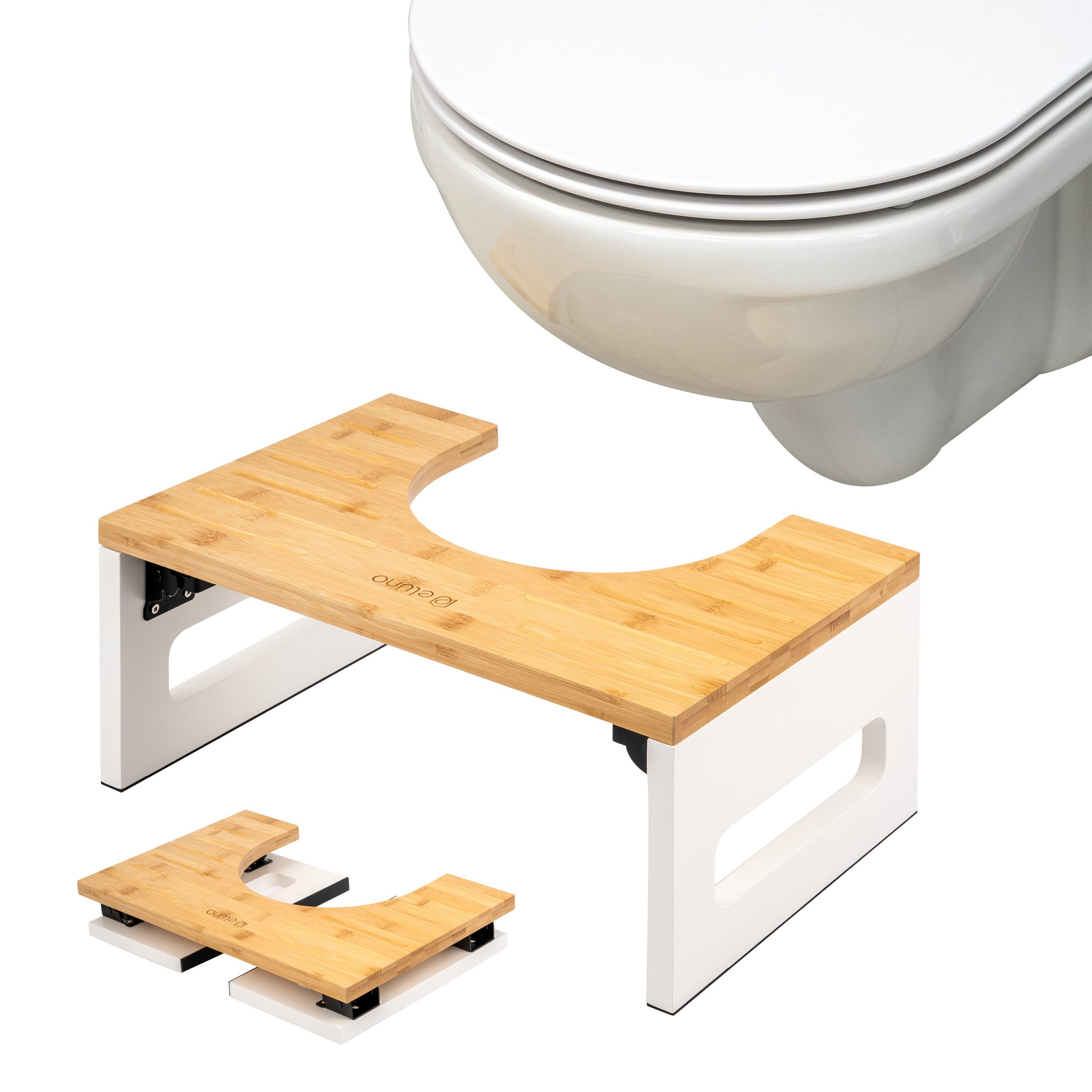eluno Fußhocker Toilettenhocker, aus Bambus, platzsparend zusammenklappbar
