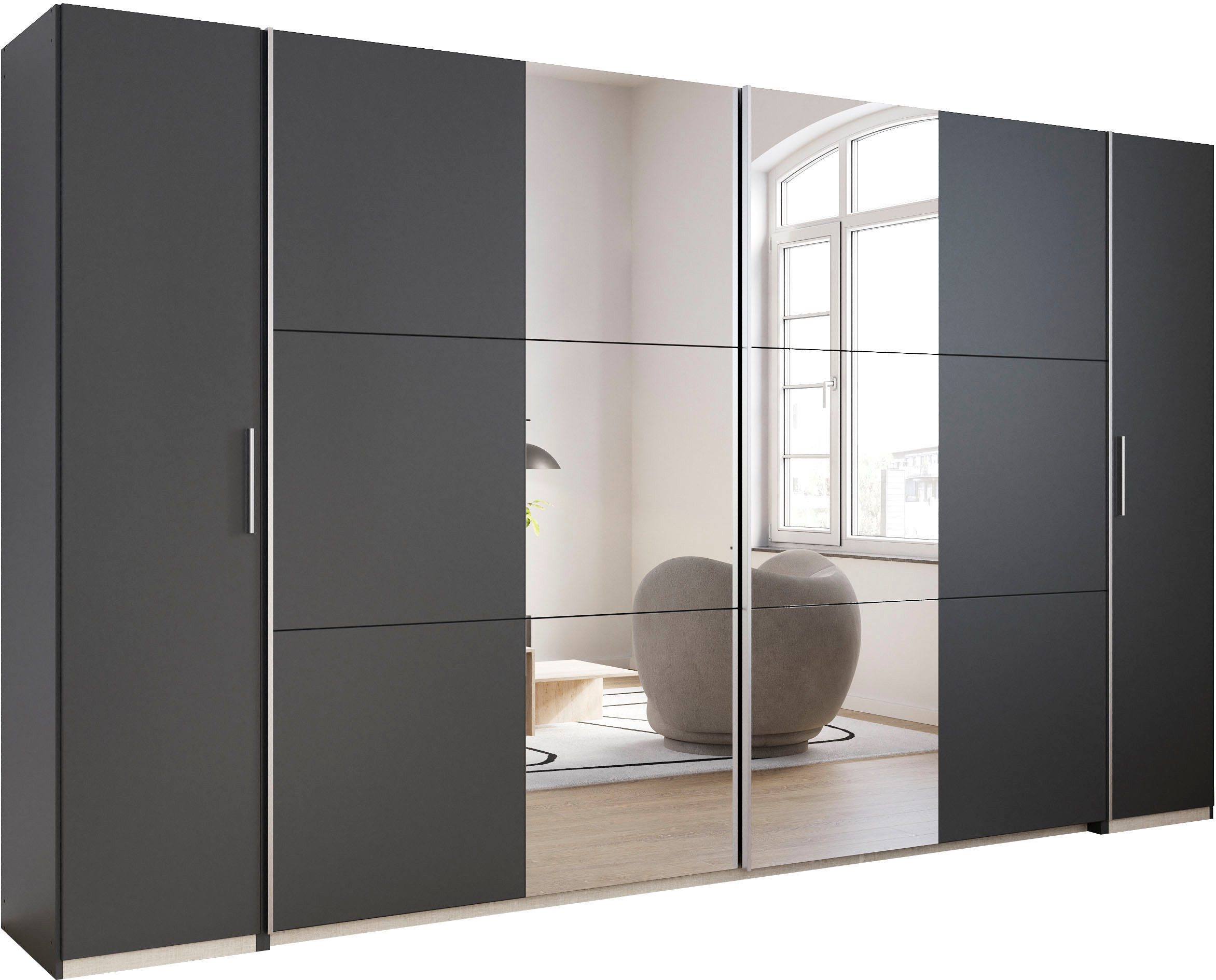 rauch Schwebetürenschrank Kleiderschrank Drehtürenschrank Schrank Garderobe KRONACH TOPSELLER (in 3 Ausstattungen BASIC/CLASSIC/PREMIUM, Breiten 225/268/311/354 cm) Kombischrank optional mit 1 oder 2 Spiegel viele Böden MADE IN GERMANY