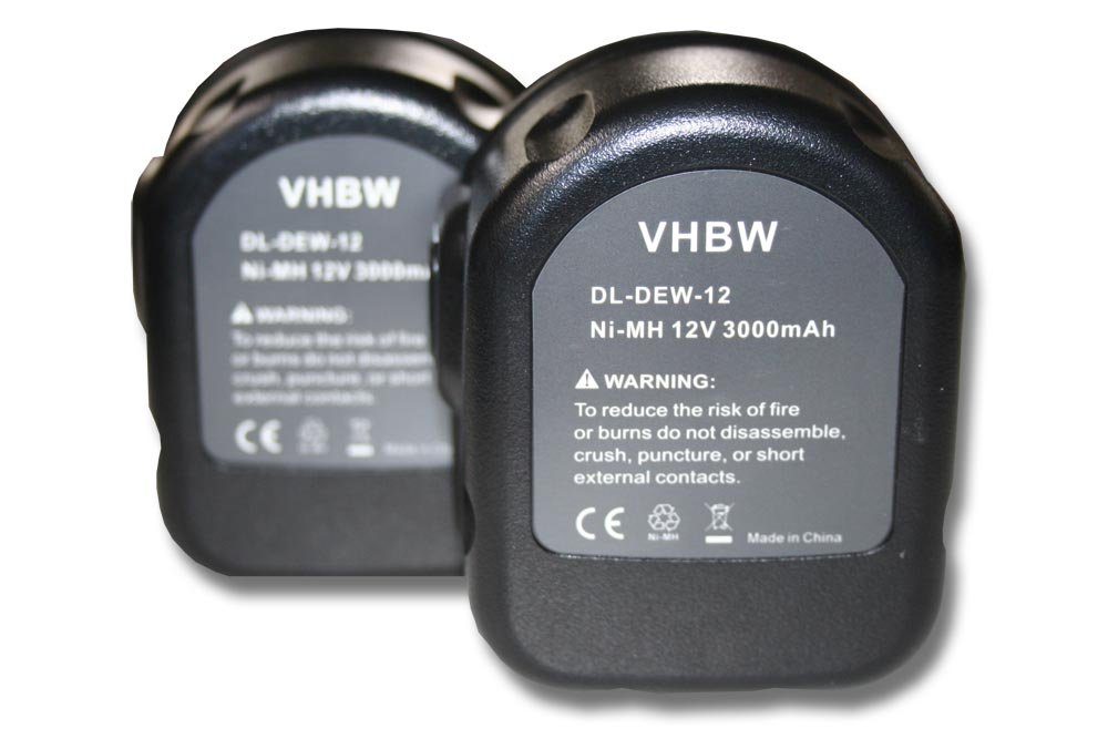 vhbw passend für Dewalt DCD910KX, DCD940B2, DCD945B2, DCDK12, DW051K, Akku 3000 mAh