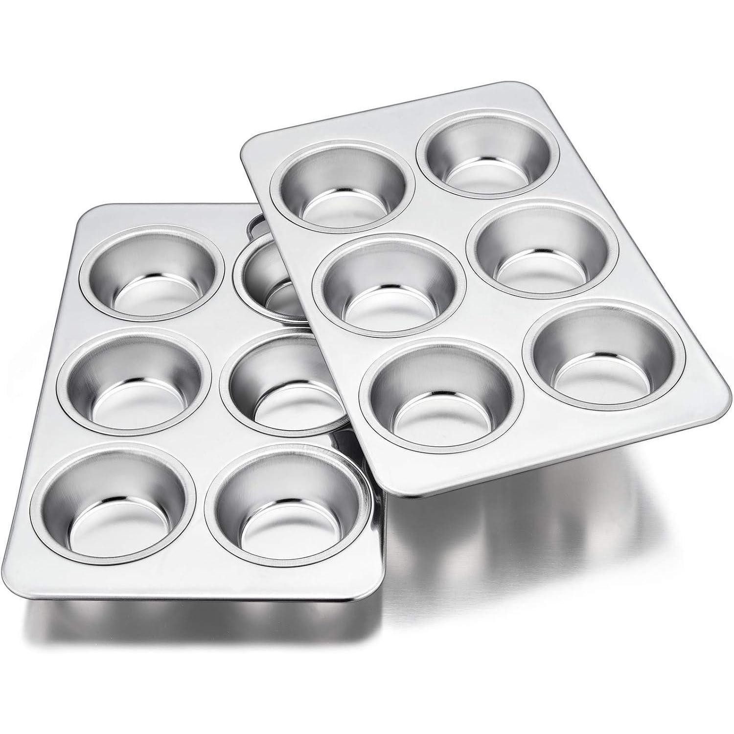 LuxusKollektion Muffinform Muffinform Edelstahl Muffin Backblech Backform Set 6er 29 x 18 cm, (1-tlg)