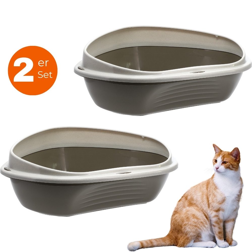 Katzenecktoilette 2x Katzenklo Ecke XXL Eck Katzentoilette Ecktoilette WC Doppelpack