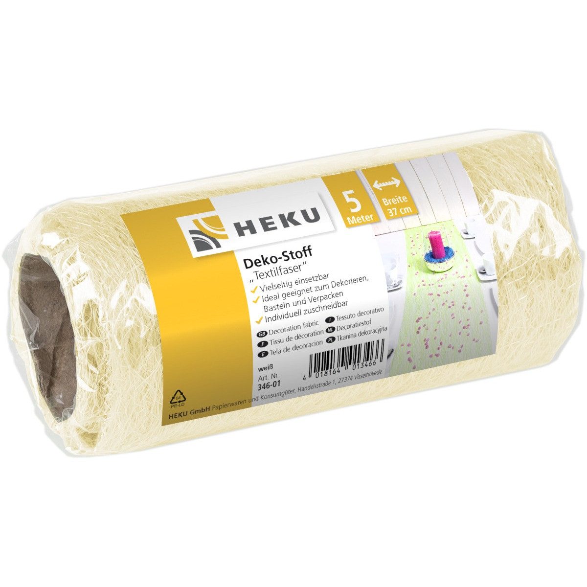 HEKU Deko Stoff Textilfaser auf Rolle creme 5mx37cm