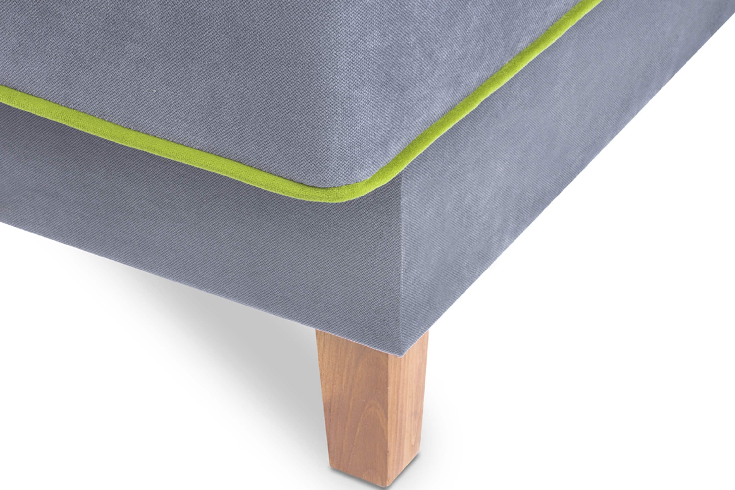 DOZER grau grün Sofa 3 grau Liegefläche: mit Konsimo Velours, Personen, ausziehbare / 197x120cm, Wellenunterfederung | Schlafsofa