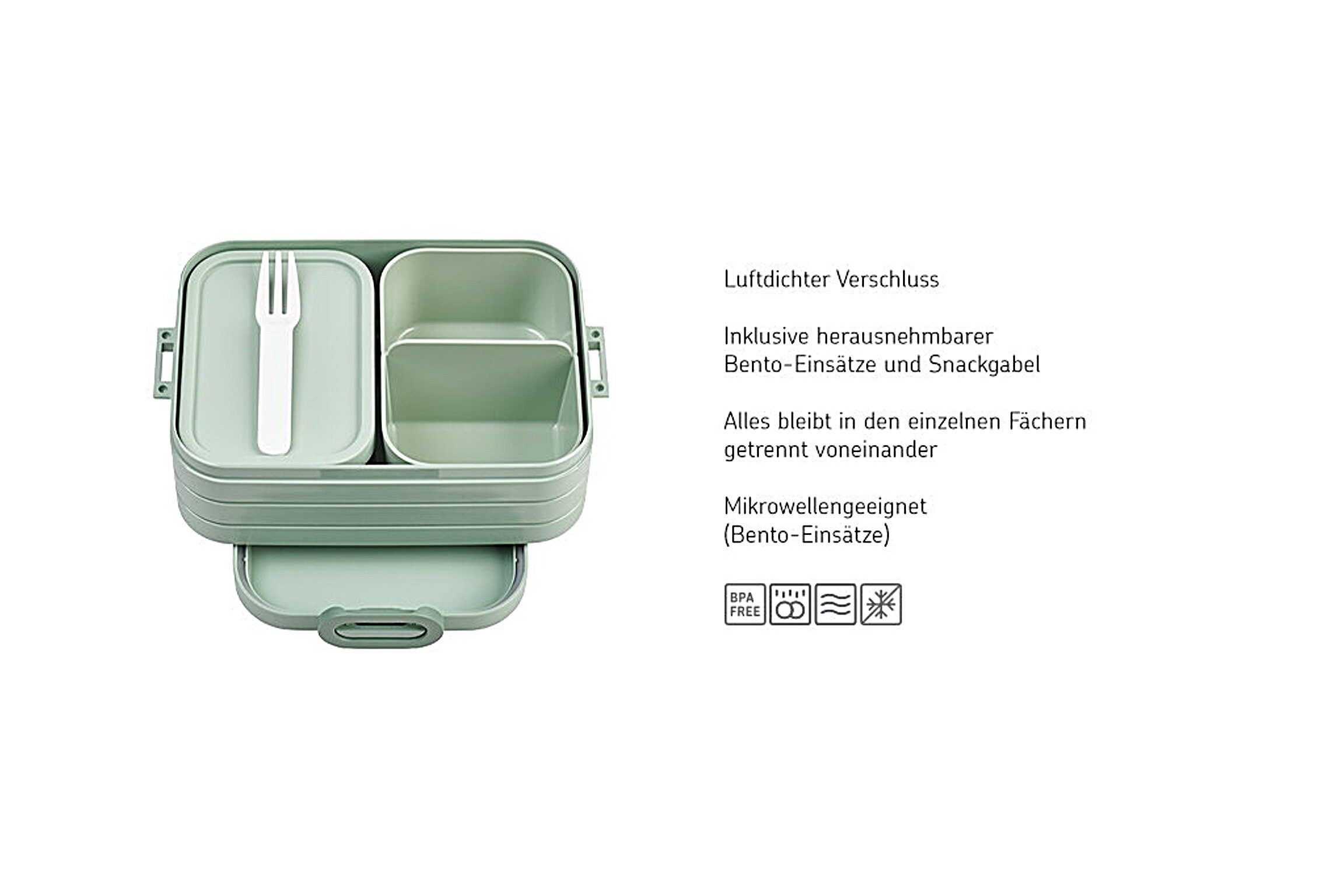 Mepal Lunchbox Bento Lunchbox Take A Break Midi, 900 ml, mit Fächern für Snacks, Für Sandwiches, kleine Snacks und Reste, in Vivid Green