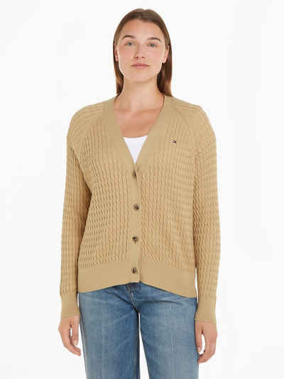 Tommy Hilfiger Strickjacke CO CABLE V-NK CARDIGAN mit gestricktem Zopfmuster