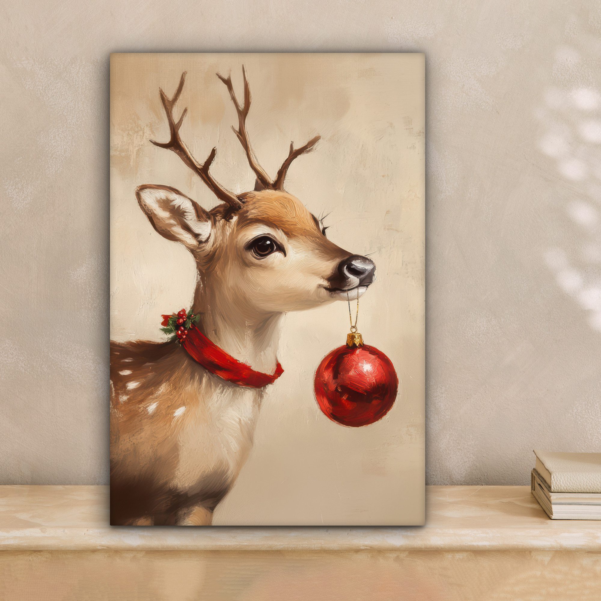 OneMillionCanvasses® Leinwandbild Weihnachten - Hirsch - Geweih - Weihnacht günstig online kaufen