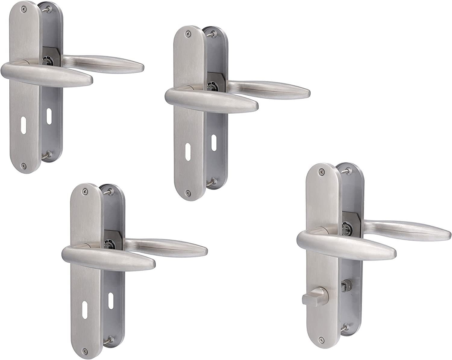 Alpertec Türbeschlag Renovierungsgarnitur für 3x Zimmertüren BB und 1x Bad/WC Türe (4 St., Spar-Set), Edelstahl satiniert