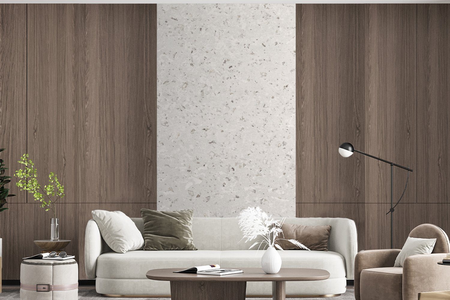 Granit Schlafzimmer - Design Küche, Weiß, Vliestapete (2 Matt, Grau Wohnzimmer Fototapete - bedruckt, Muster für Fototapete - - St), MuchoWow