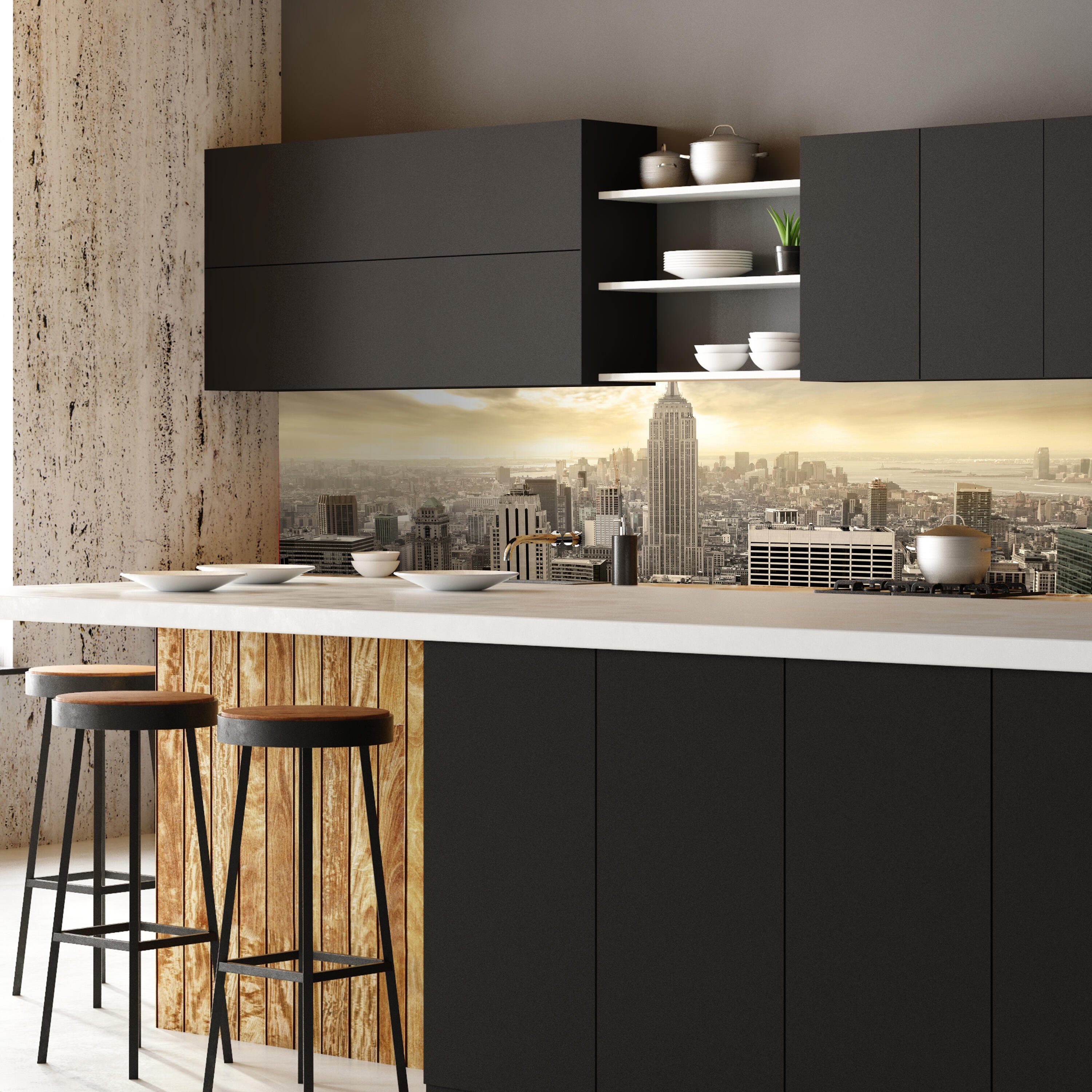 versch. Küchenrückwand View, Skyline York Premium New Nischenrückwand in Hartschaum Größen (1-tlg), wandmotiv24