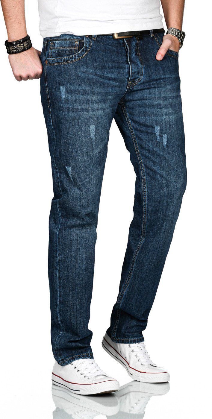 Alessandro Salvarini Straight-Jeans Herren Comfort Fit – Baumwolljeans im 5-Pocket-Style Klassische Jeans aus 100 % Baumwolle mit Knopfleiste