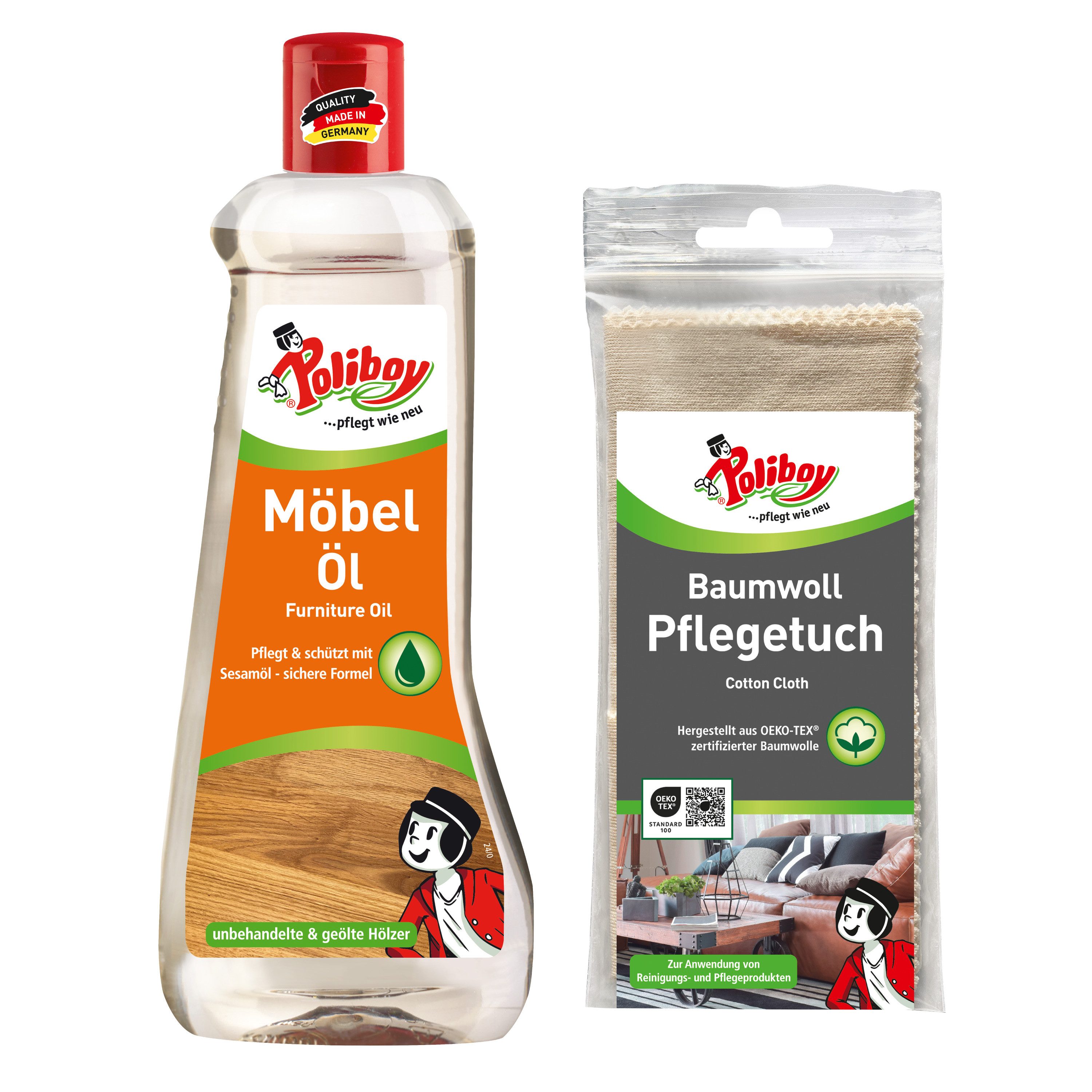 99A5801, Möbel Öl - 500 ml - mit Baumwolltuch Möbelreiniger