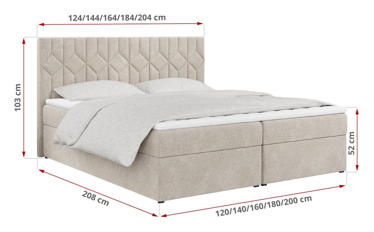 Multipocket-Matratze für Doppelbett STELLE Schlafzimmer, mit Kopfstütze, 5, MKS Boxspringbett MÖBEL