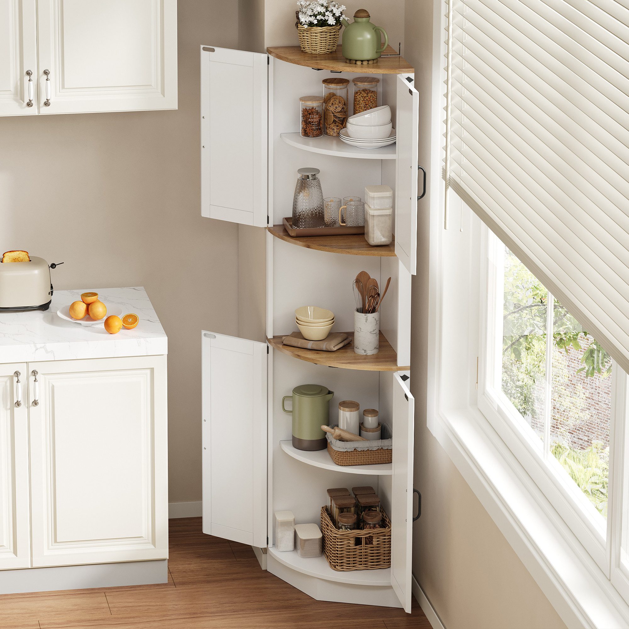 STILVORA Eckschrank mit Metallgriffe,Eckschrank Aufwahrungsschrank mit Kipp günstig online kaufen