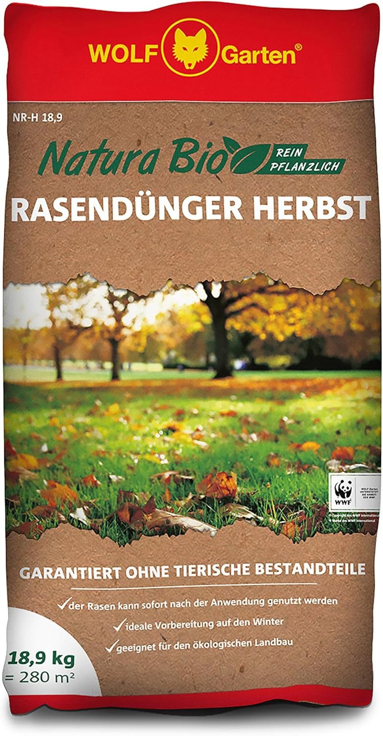 WOLF Rasendünger Natura Bio Herbst Rasendünger für 280 m² NR-H 18,9, 1-St.