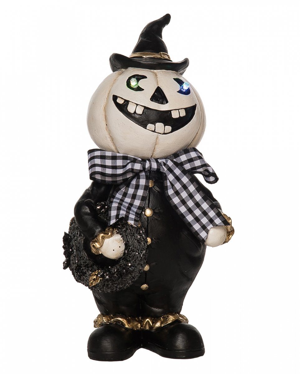 Edler Dekofigur Halloween mit Kürbis Horror-Shop leuchtenden Augen 25cm