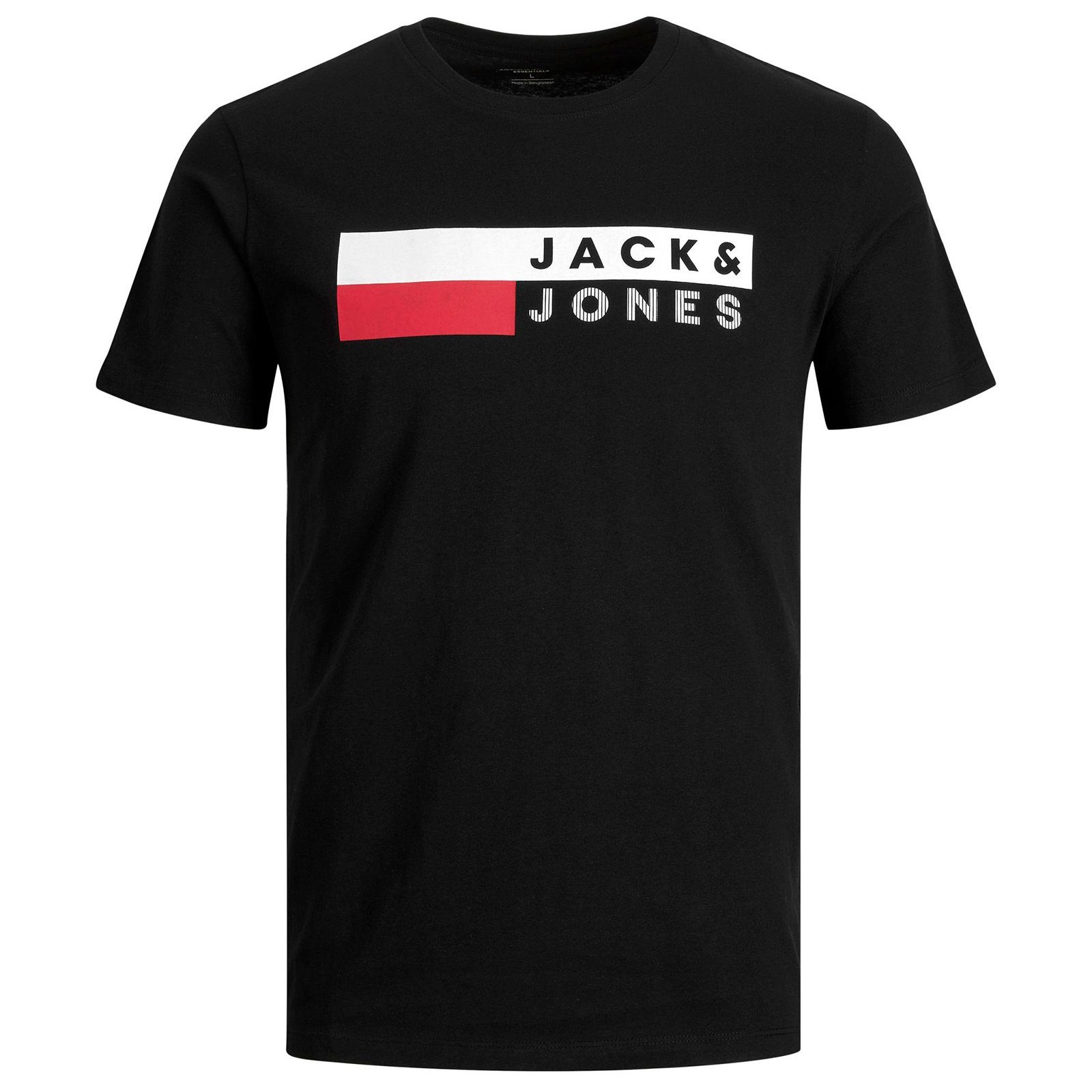 & Logo Größen JJECORP Jack T-Shirt Große Rundhalsshirt Jones Herren Jack&Jones schwarz