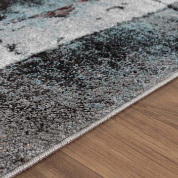 Teppich Moderner Designerteppich TC-Fashion 6115 Calligraphy multi, TaraCarpet, rechteckig, Höhe: 12 mm, Kurzflor Vintage grau bl Wohnzimmer Schlafzimmer Kinderzimmer 120x160