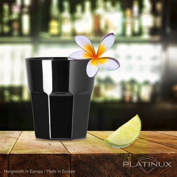 PLATINUX Glas Schwarze Wassergläser, Glas, 210ml (max.290ml) Trinkgläser Allzweckglas Saftglas Pokal stapelbar