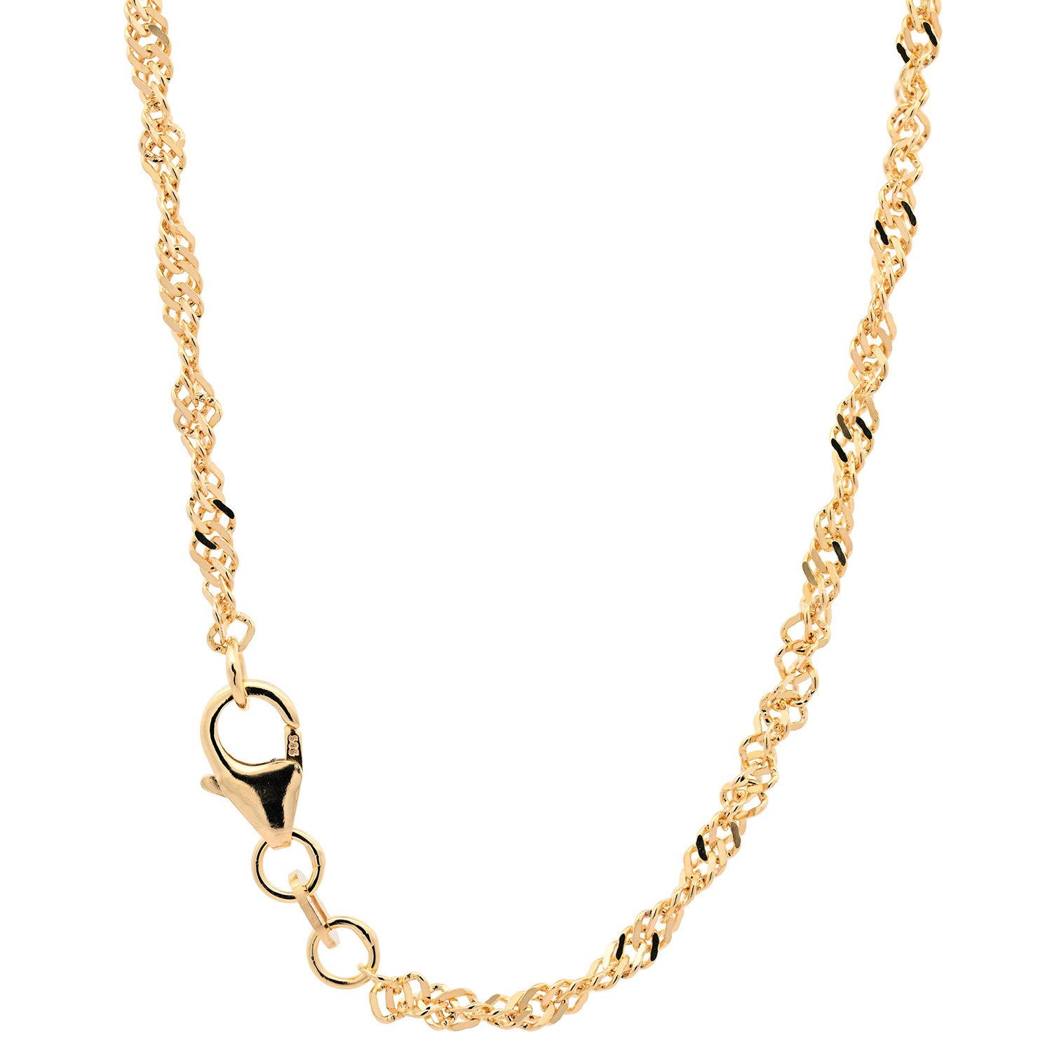 HOPLO Goldkette Goldkette Singapurkette Halskette 3,0mm 60 cm 585-14 Karat Gold, Made in Germany