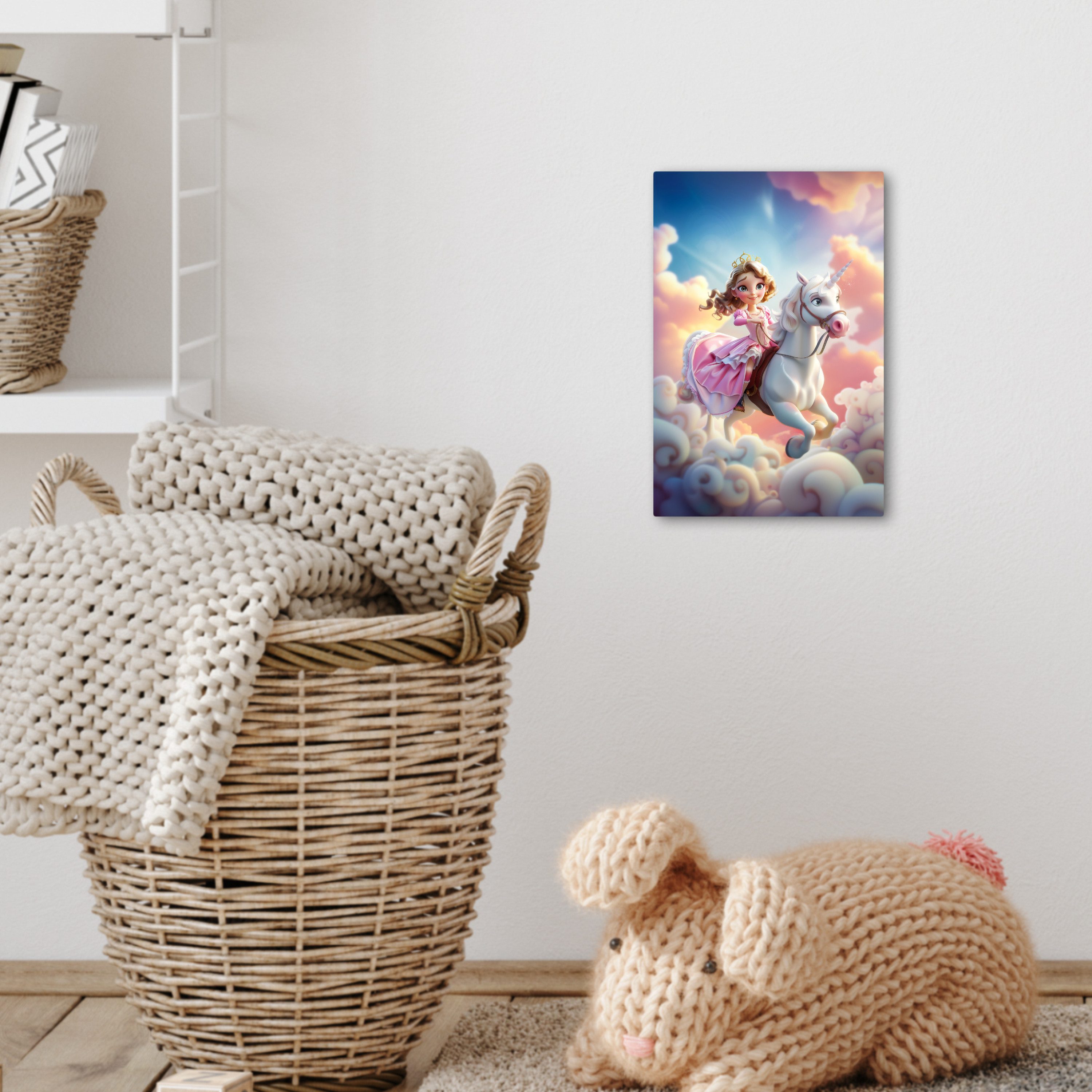 OneMillionCanvasses® Leinwandbild Prinzessin - Einhorn - Mädchen - Wolken, Fotodruck (1 St), Kinderzimmer Deko, Mädchen und Jungen Bilder 20x30 cm – Bild 5 von 5