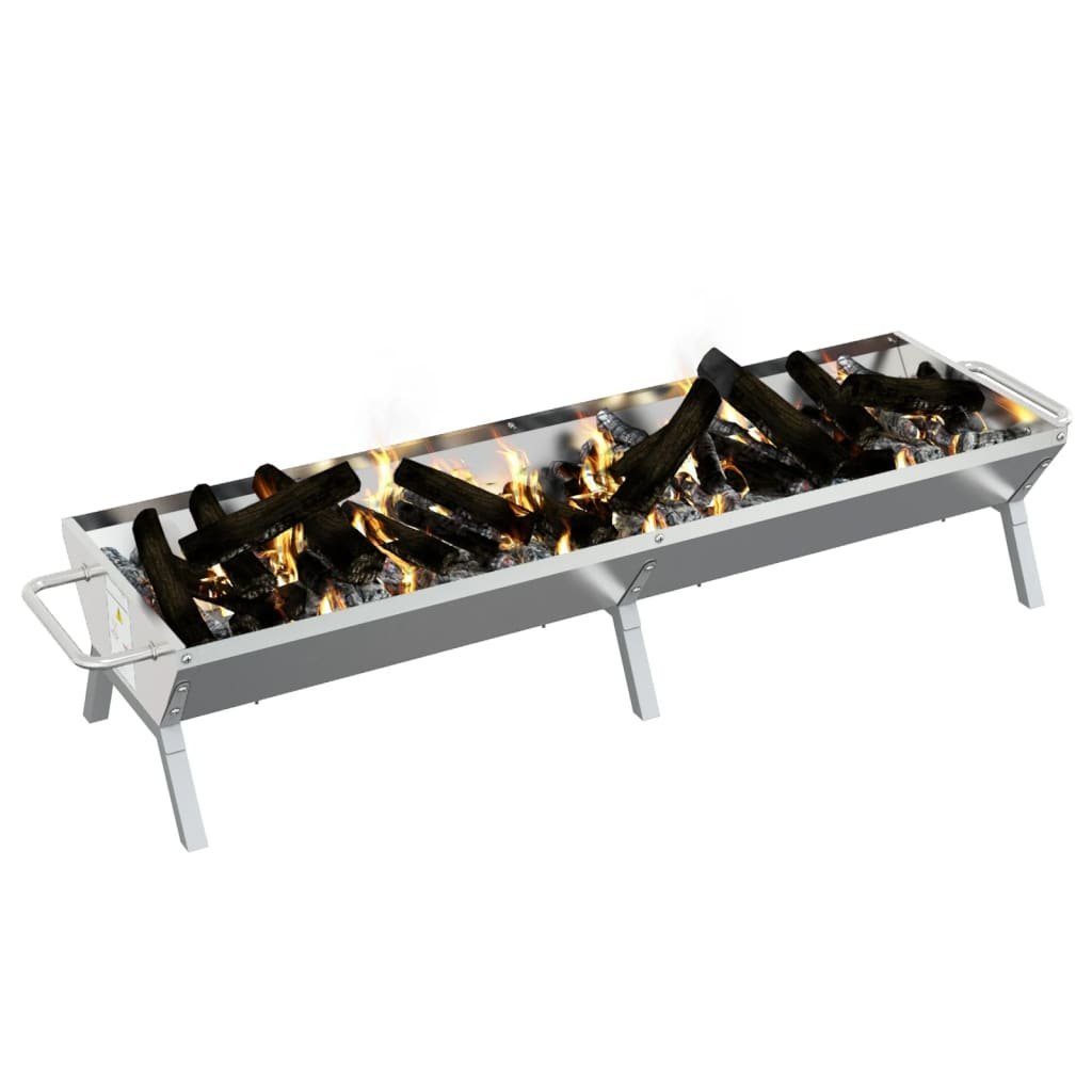 vidaXL Grillkamin Grill Silbern 158x42x31 cm Edelstahl