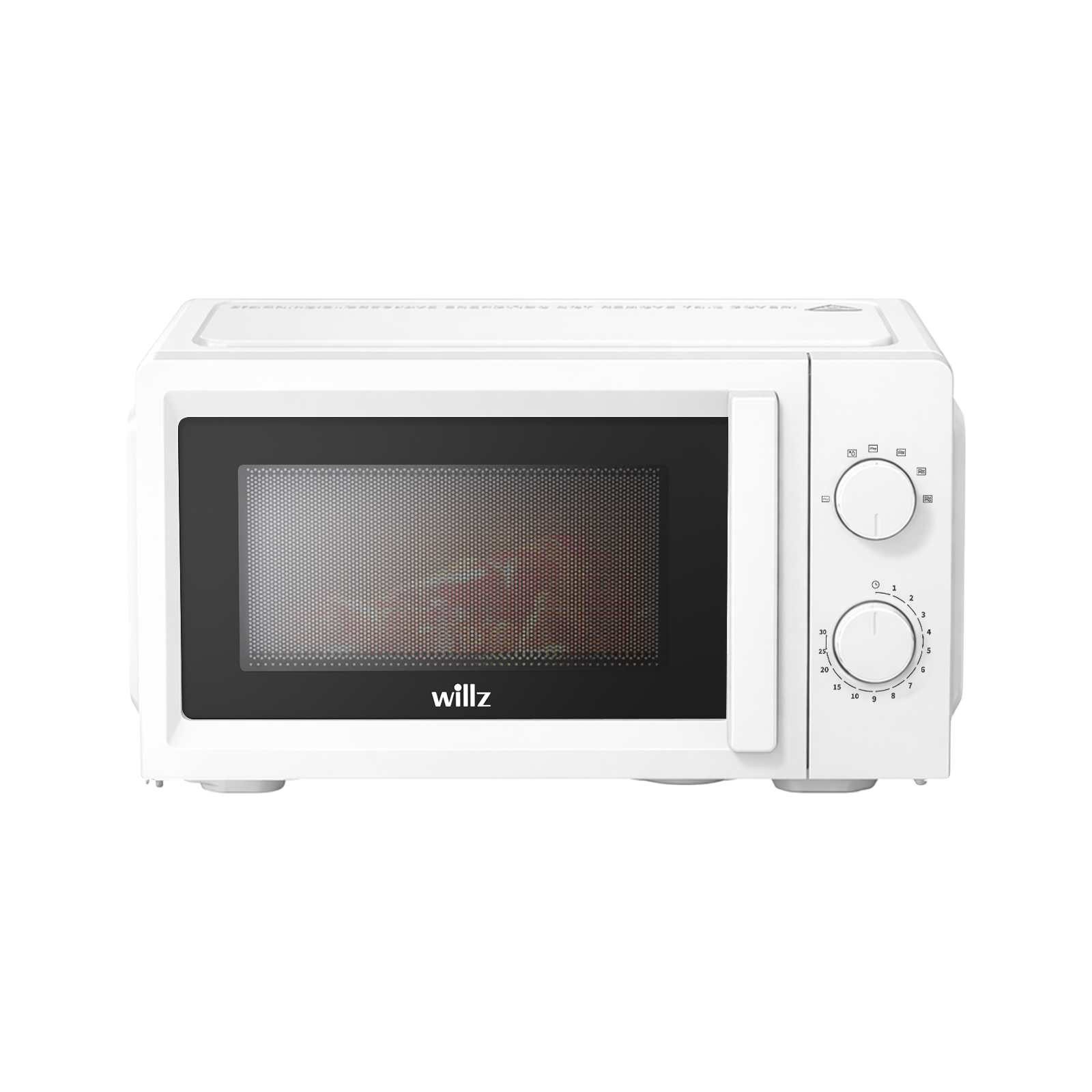 BBG Mikrowelle Willz Mikrowelle 700 W, 20 l, 6 Leistungsstufen, Auftaufunktion, 20 l, 30-Minuten-Timer, 2 Drehregler, Drehteller, freistehend