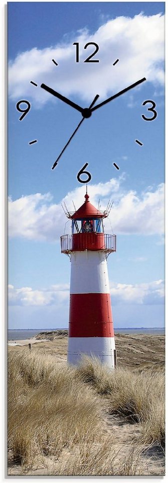 Artland Wanduhr Leuchtturm Sylt (wahlweise mit Quarz- oder Funkuhrwerk, lautlos  ohne Tickgeräusche), Moderne Wanduhr mit gut ablesbarem Zifferblatt, 20x60  cm