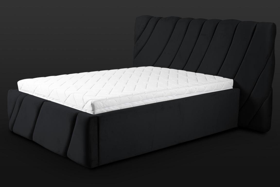 Betten JVmoebel Schwarzes Doppelbett Design Bett 160x200 Bett Einrichtung Samt