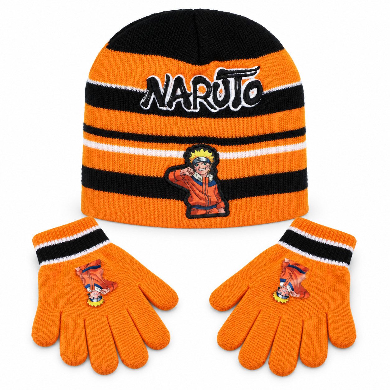 Naruto Fleecemütze Anime Naruto Shippuden Jungen Wintermütze Mütze plus Handschuhe Gr. 54/56