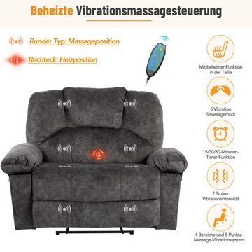 Merax TV-Sessel mit Vibration, Wärmefunktion und Timer, Massagesessel mit Fernbedienung, Relaxsessel XXL, Fernsehsessel