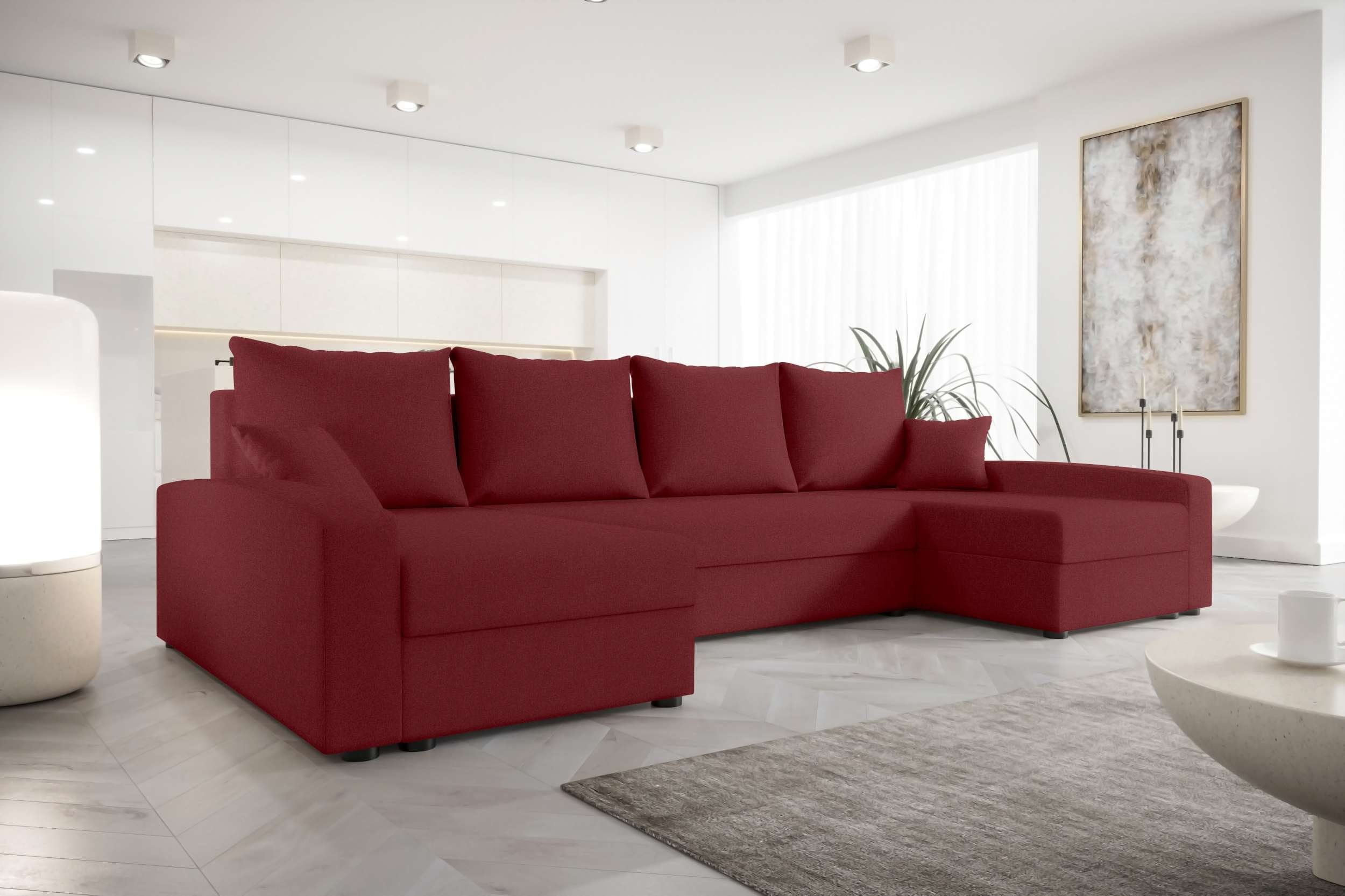 mit Sofa, Bettkasten, Bettfunktion, Design mit Eckcouch, Wohnlandschaft U-Form, Addison, Stylefy Sitzkomfort, Modern