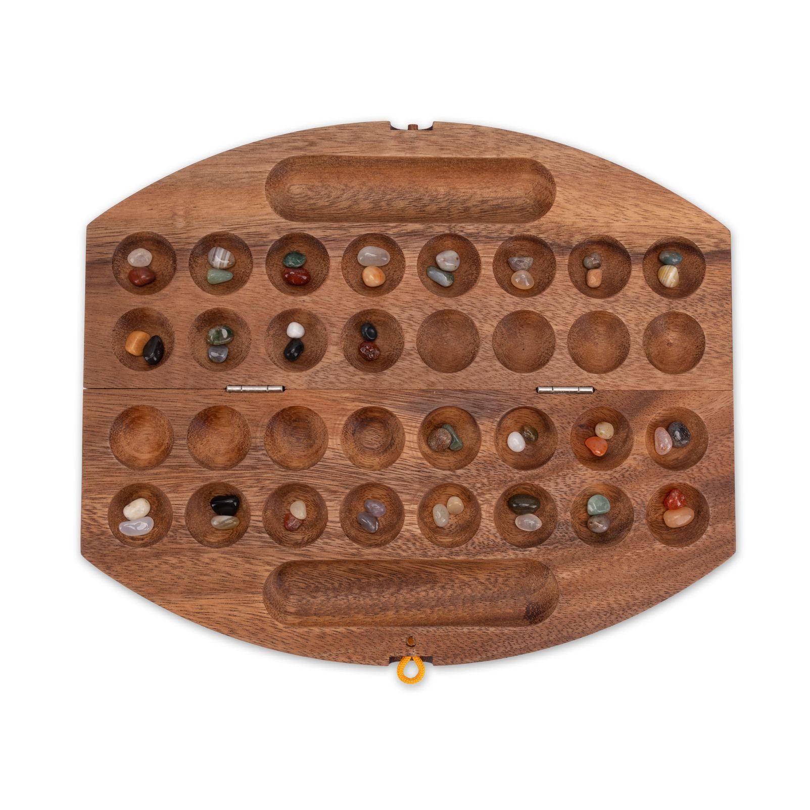 Logoplay Holzspiele Spiel, Bao L – Hus / Kalaha / Bohnenspiel aus edlem Samena-Holz mit 75 EdelsteinenHolzspielzeug