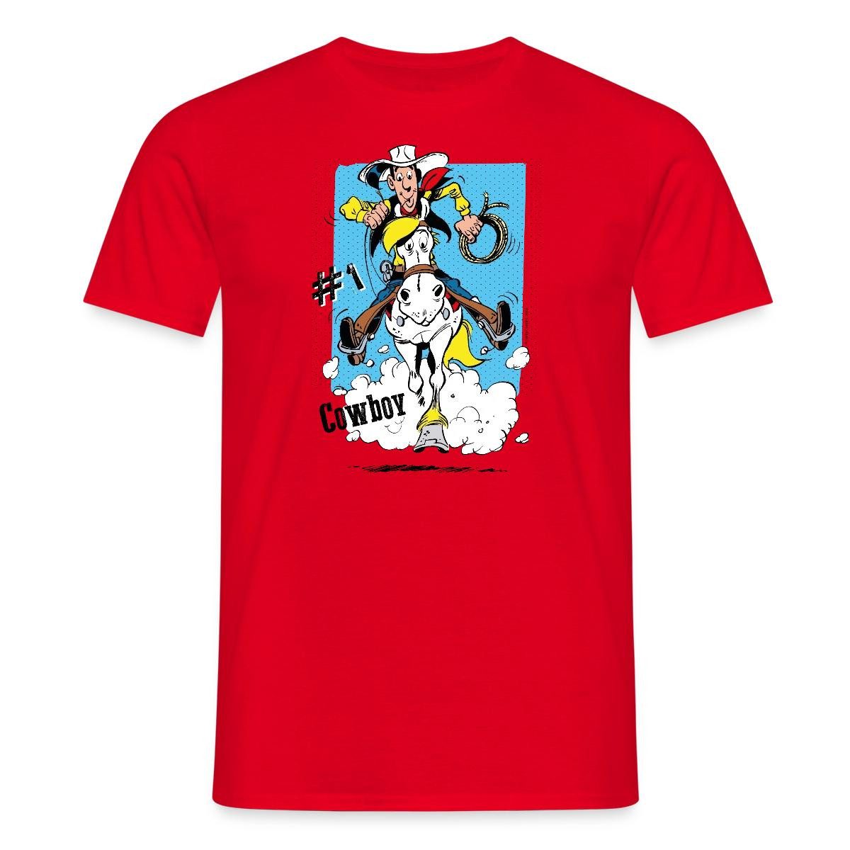 Spreadshirt T-Shirt Lucky Luke Cowboy mit Pferd Jolly Jumper Männer T-Shirt (1-tlg)