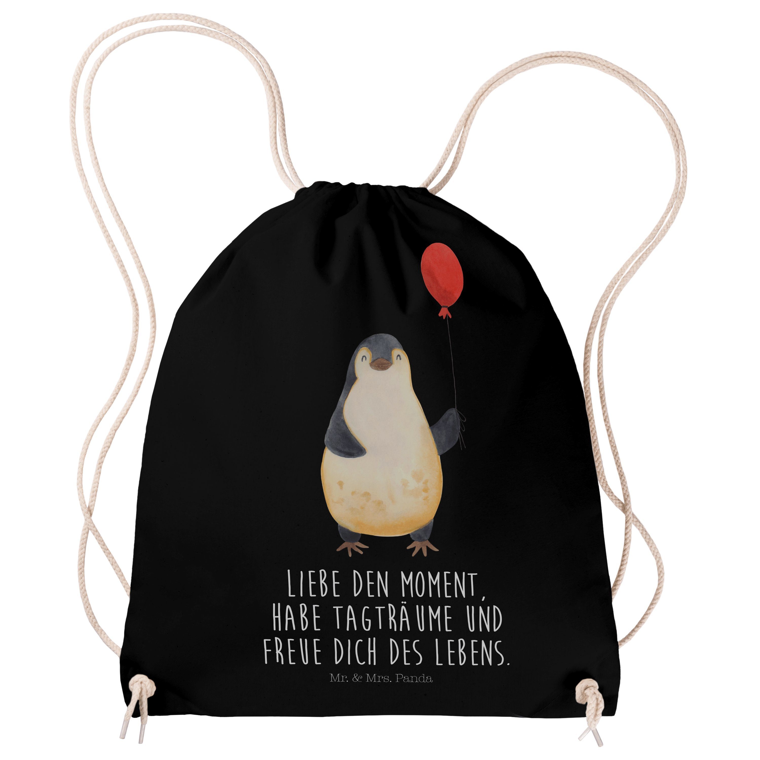 Sporttasche Pinguin Luftballon, gym tasche, Schwarz, Turnbeutel, gymnastiktasche