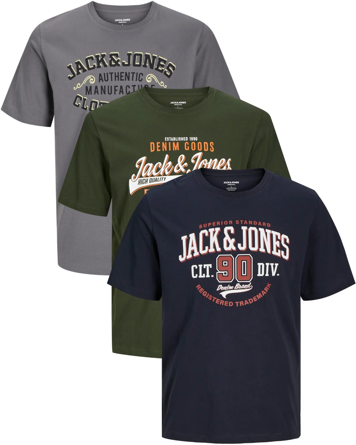 Jack & Jones PlusSize Print-Shirt (Spar-Set, 3er-Pack) Big Size Shirt Übergrößen Shirt