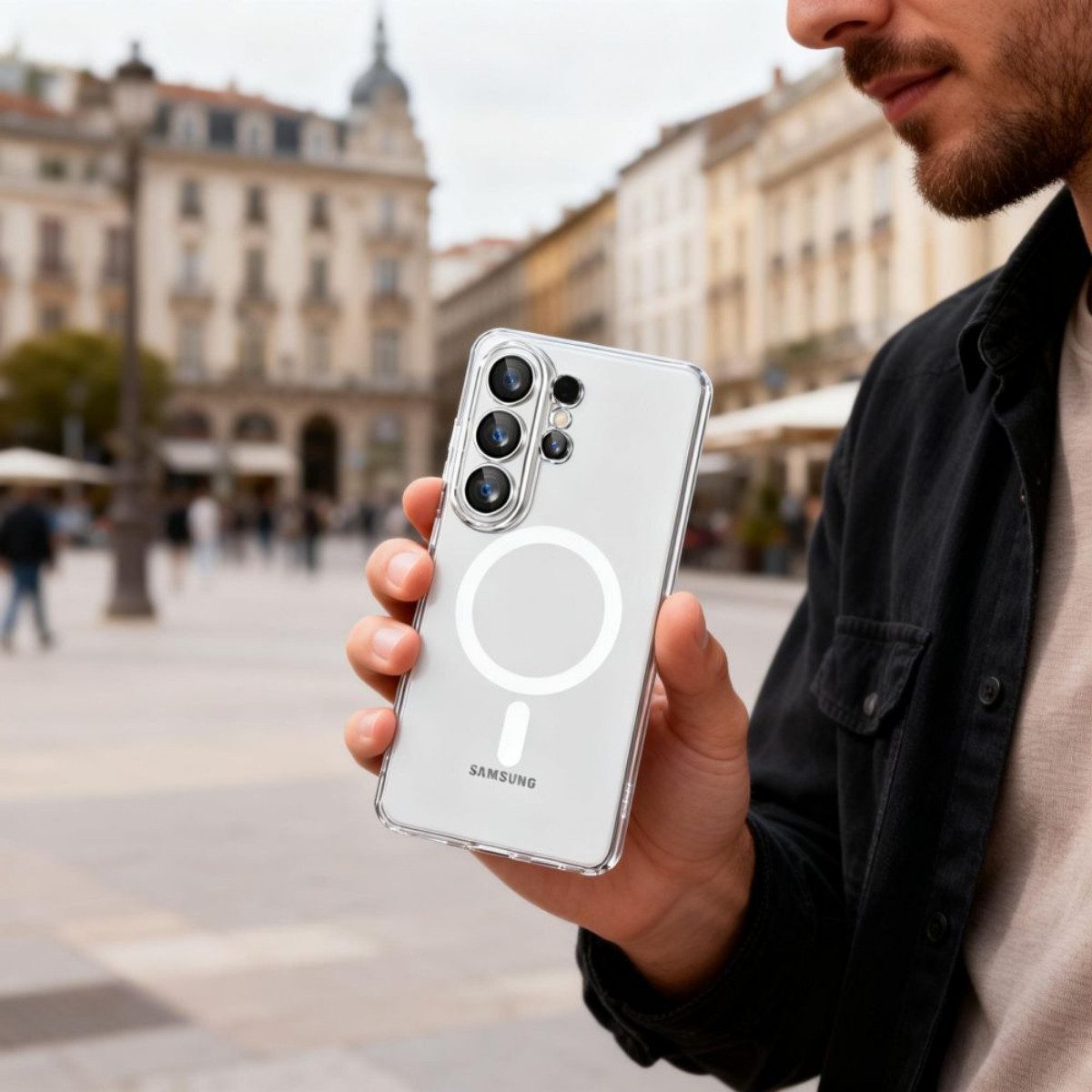 TECH PROTECT Handyhülle FlexAir für Samsung Galaxy S26 Ultra Transparent Magnetisch Case 6,9 Zoll, Zweilagige Bauweise reduziert das Risiko von Sturzschäden – Bild 5 von 5