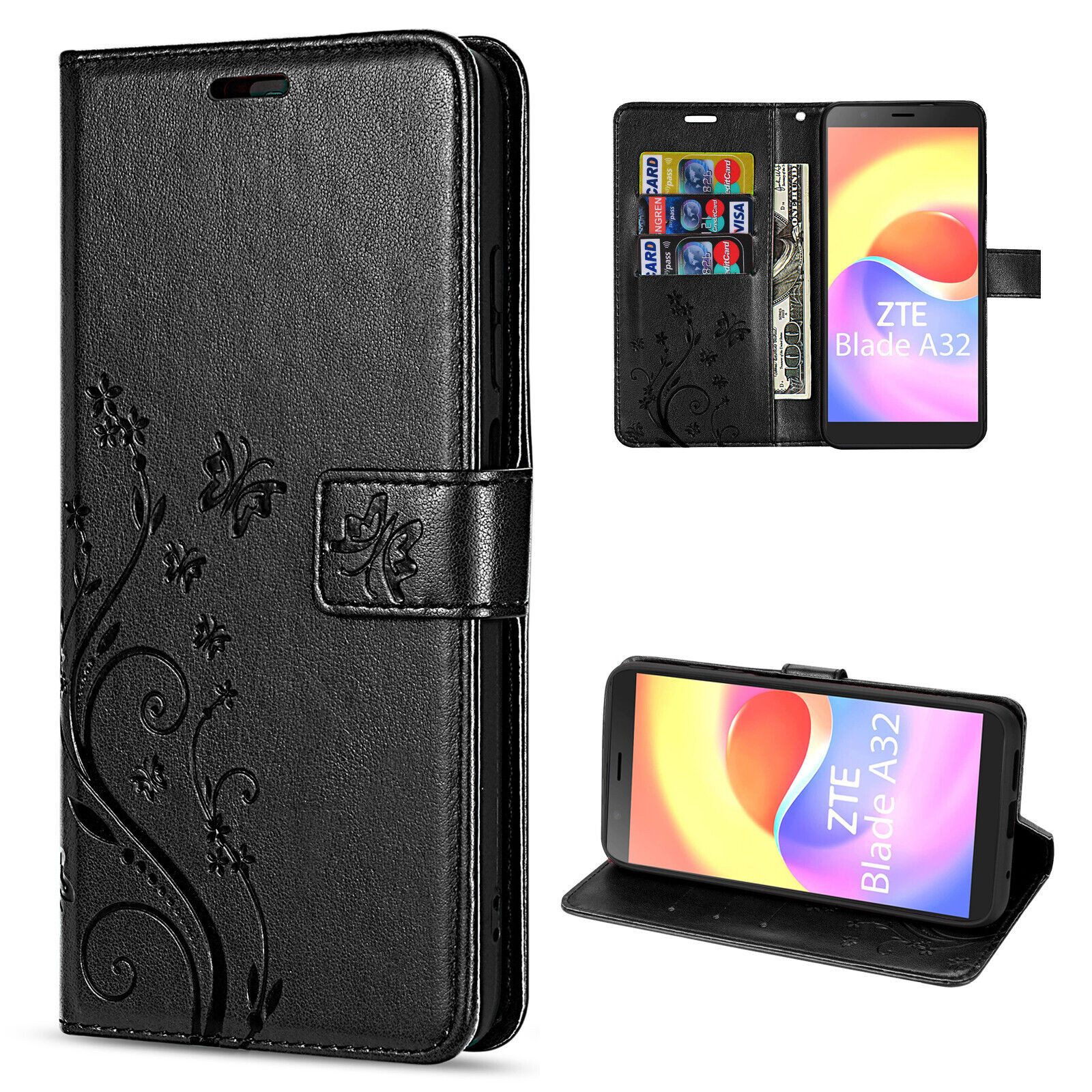 betterfon Handyhülle Handytasche für ZTE Blade A32 Klapphülle Flip Case, Bookstyle-Hülle: Magnetverschluss 3 Kartenfächer & Standfunktion