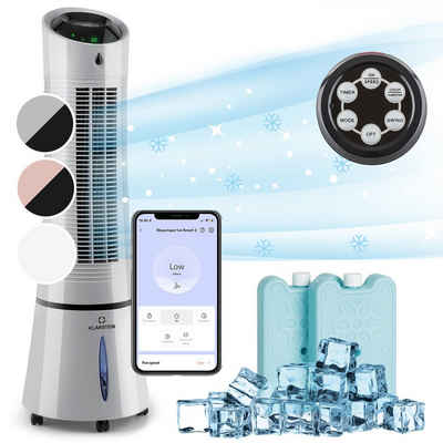 Klarstein Ventilatorkombigerät Skyscraper Ice Smart 4-in-1 Luftkühler & Ventilator, mit Wasserkühlung & Eis mobil Klimagerät ohne Abluftschlauch