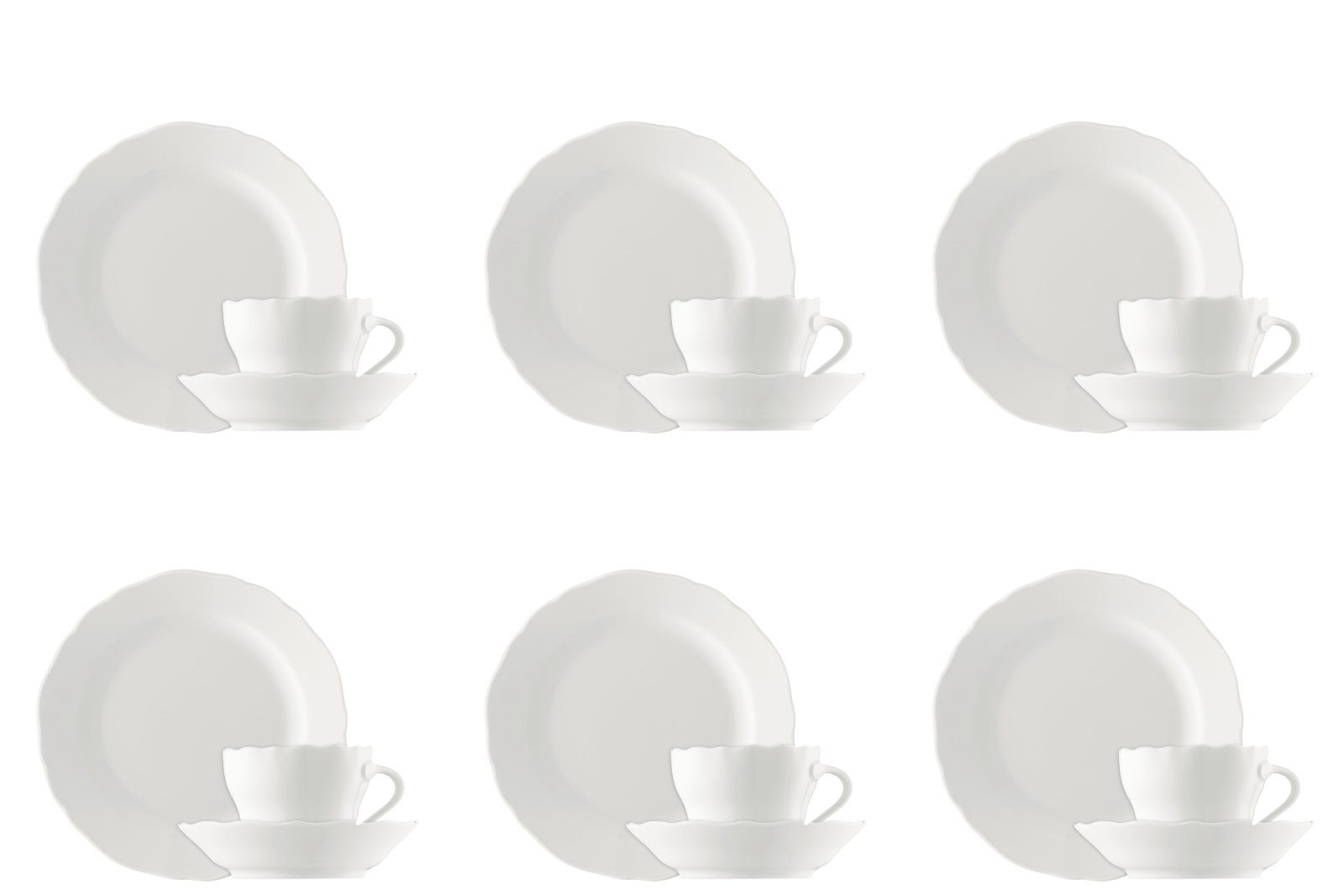 Hutschenreuther Kaffeeservice Kaffeeset 18-tlg. - MARIA THERESIA Weiß - 1 Set (18-tlg), 6 Personen, Porzellan, Porzellan, spülmaschinenfest, mikrowellengeeignet | Kaffeeservice